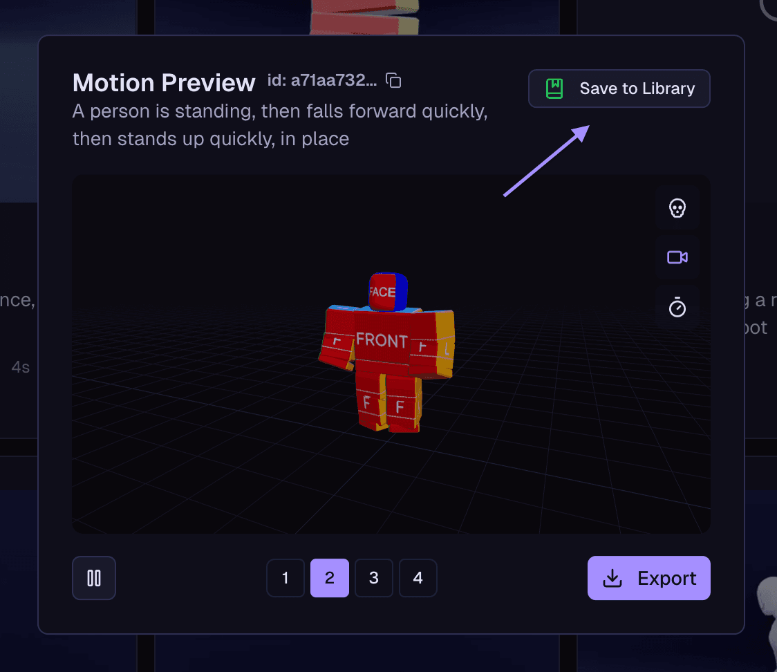 Save animation to library