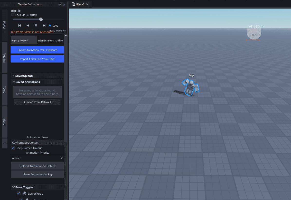 Getting your animation onto an R15 rig in Roblox Studio
